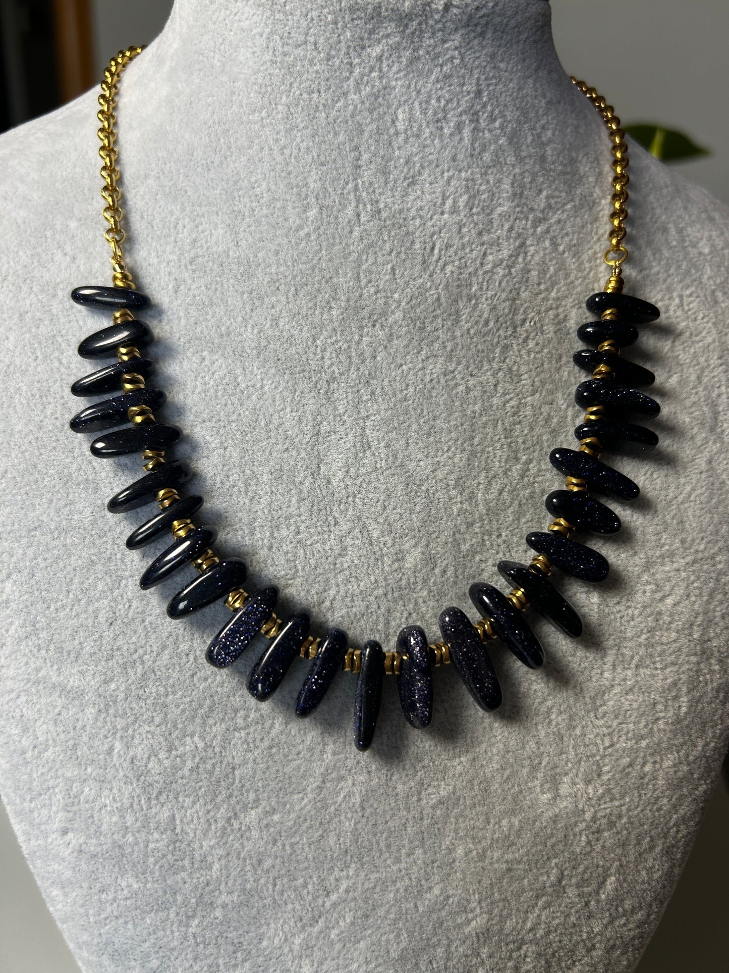 Maris Stargaze Necklace – Blue Sandstone & Gold-Plated Steel