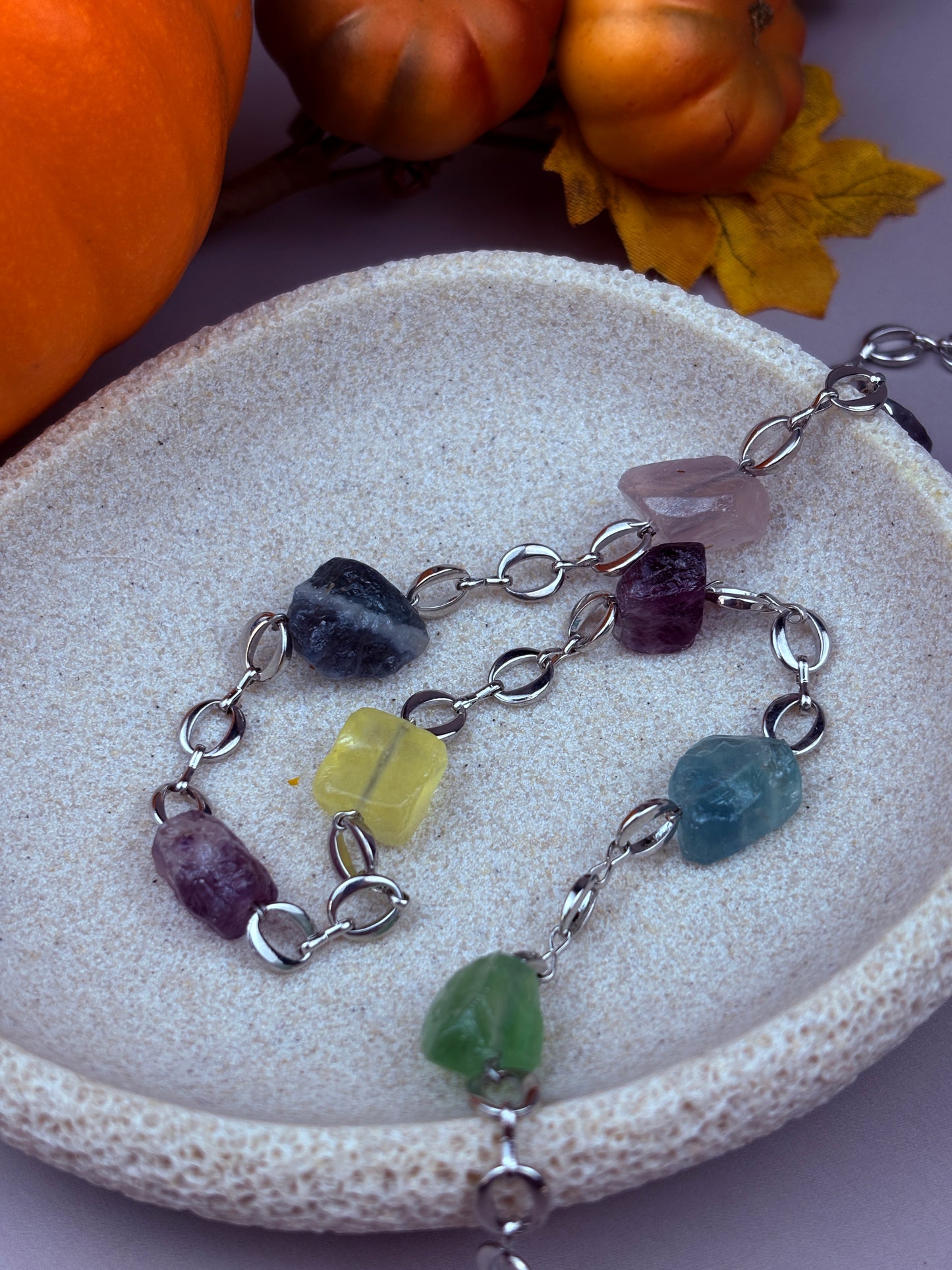 Lyra Necklace – Raw Fluorite & Stainless Steel