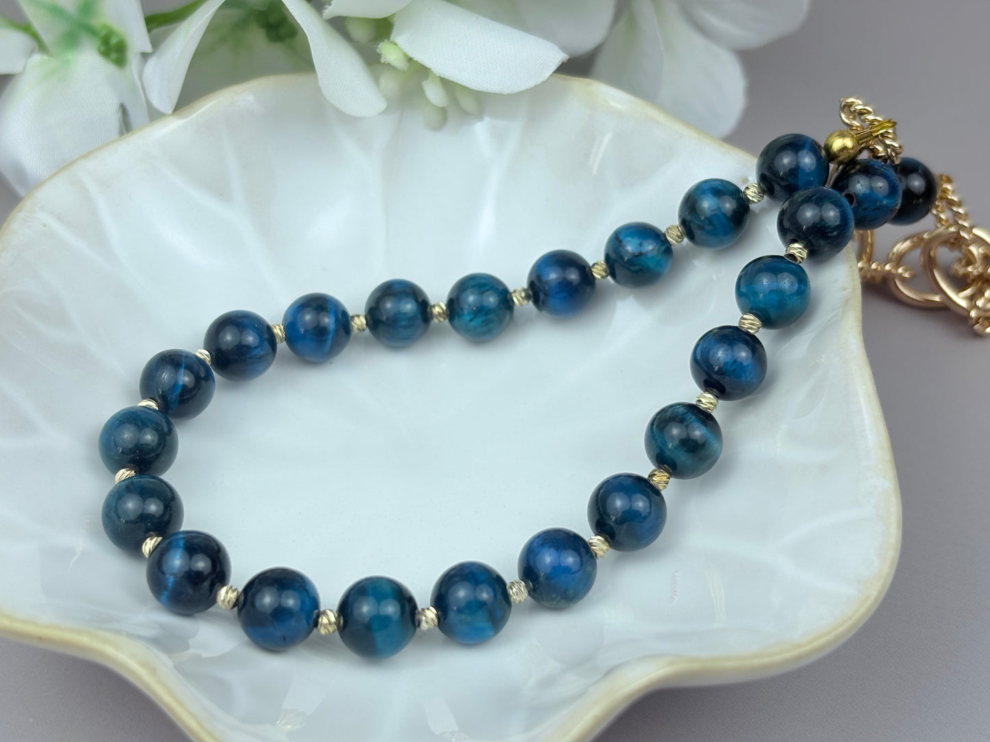 Orion Necklace – Blue Tiger Eye & Stainless Steel