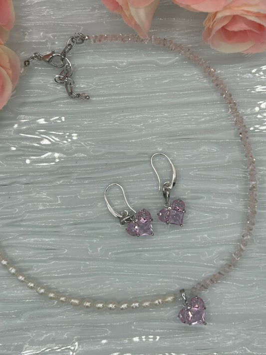 Conjunto Amor Púrpura: Perlas de Agua Dulce y Cristales