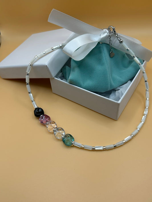 Comet Necklace – Crystal & Mother of Pearl Necklace