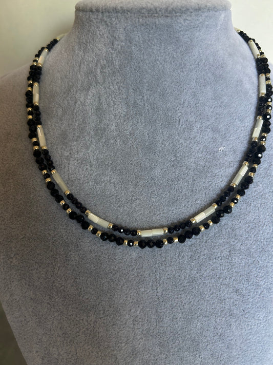 Callisto Necklace – Blue Sandstone & Mother of Pearl