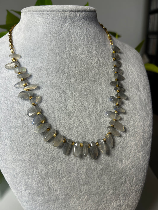 Maris Moss Necklace – Australian Jade & Silver-Plated Steel