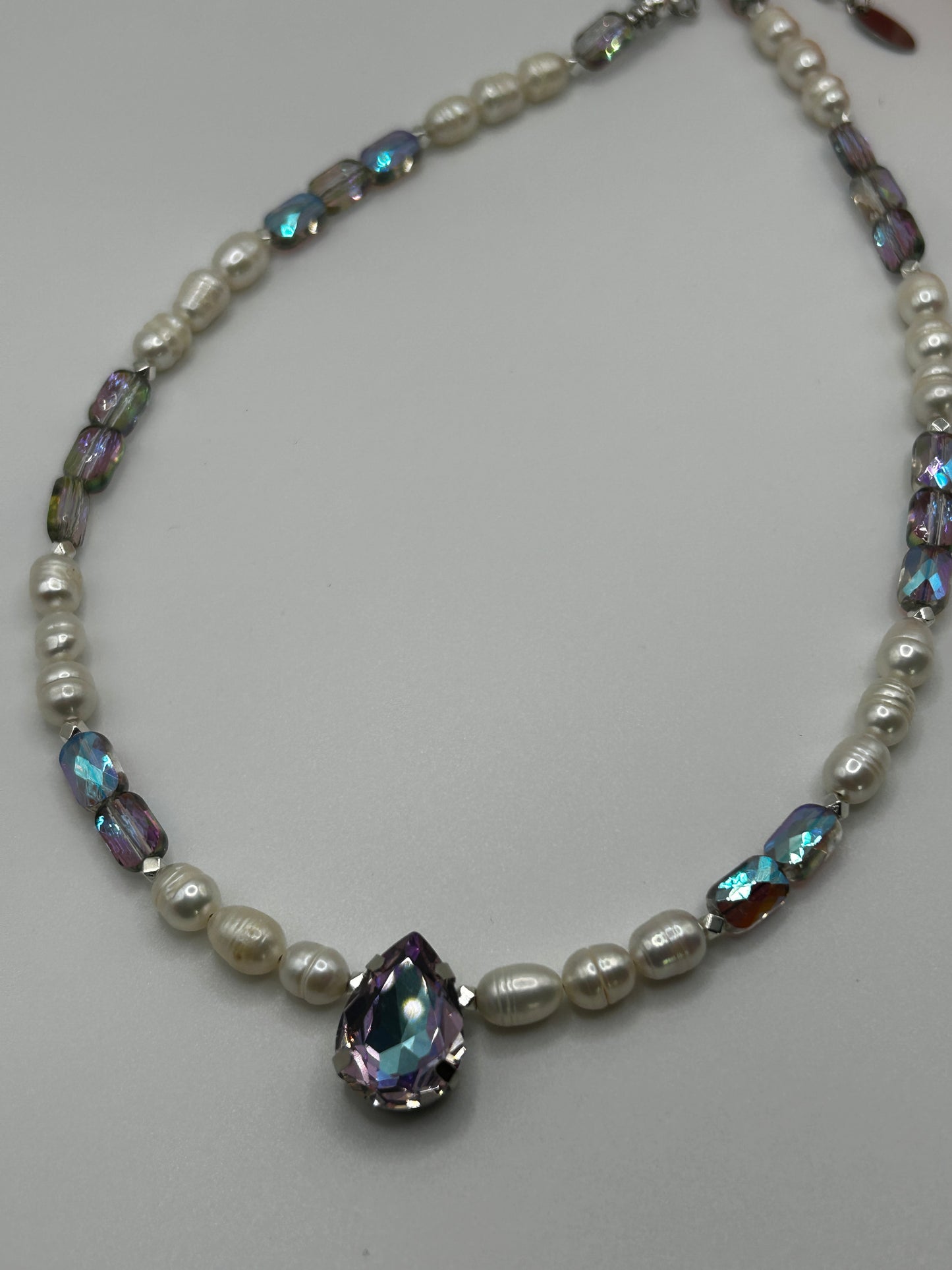 Arden Necklace – Crystal, Natural Pearl & Stainless Steel