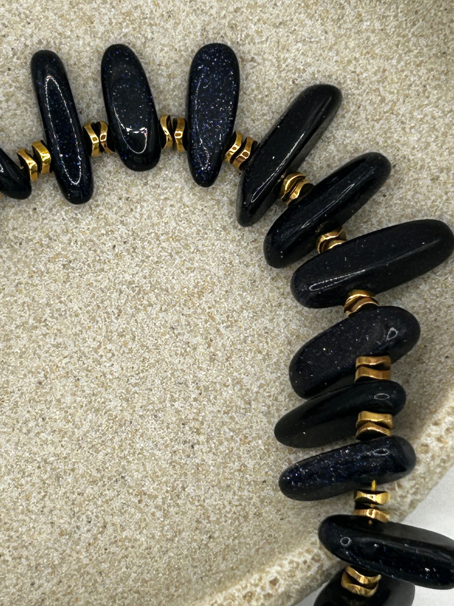 Maris Stargaze Necklace – Blue Sandstone & Gold-Plated Steel