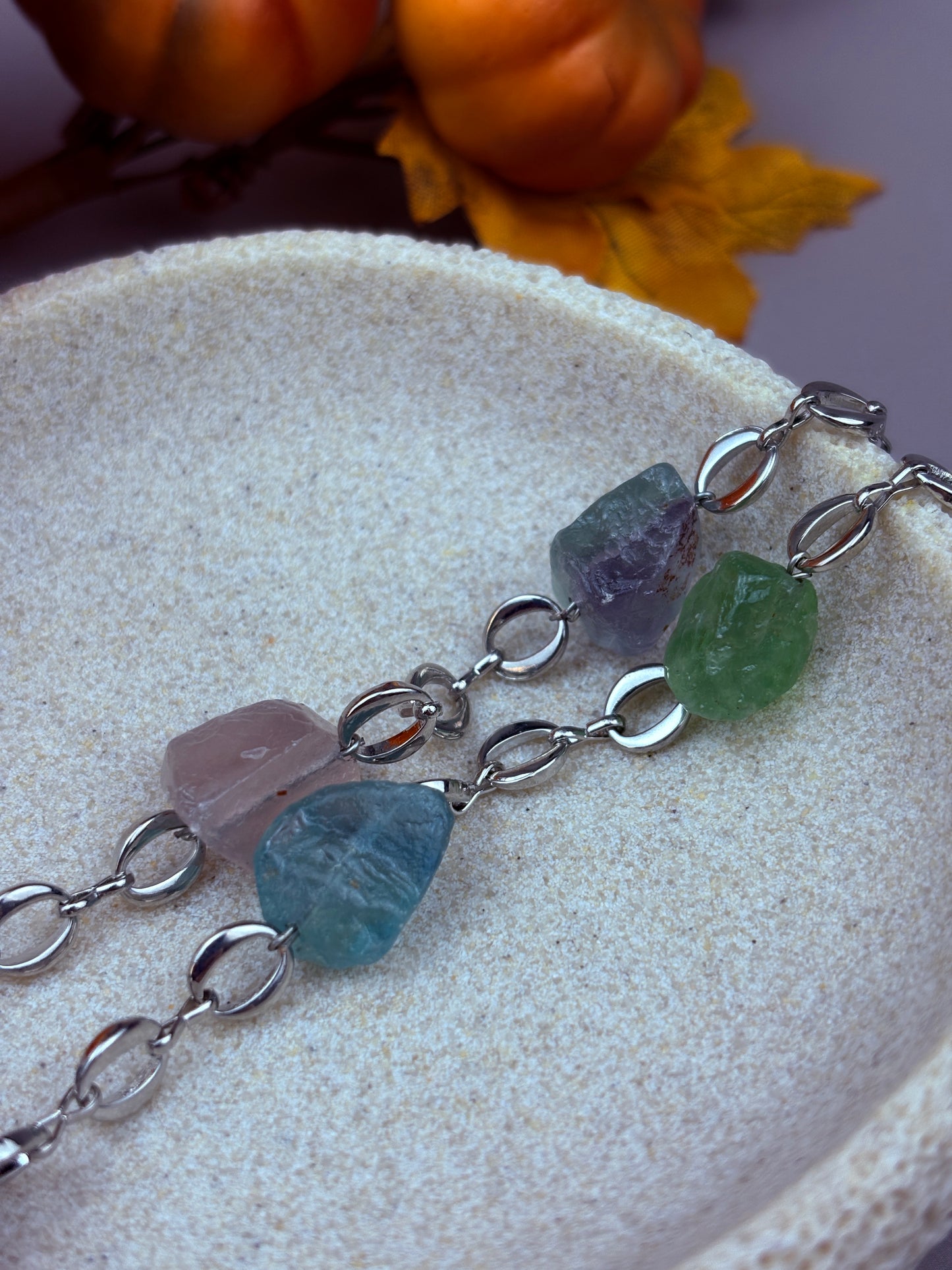 Lyra Necklace – Raw Fluorite & Stainless Steel