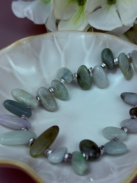 Maris Moss Necklace – Australian Jade & Silver-Plated Steel