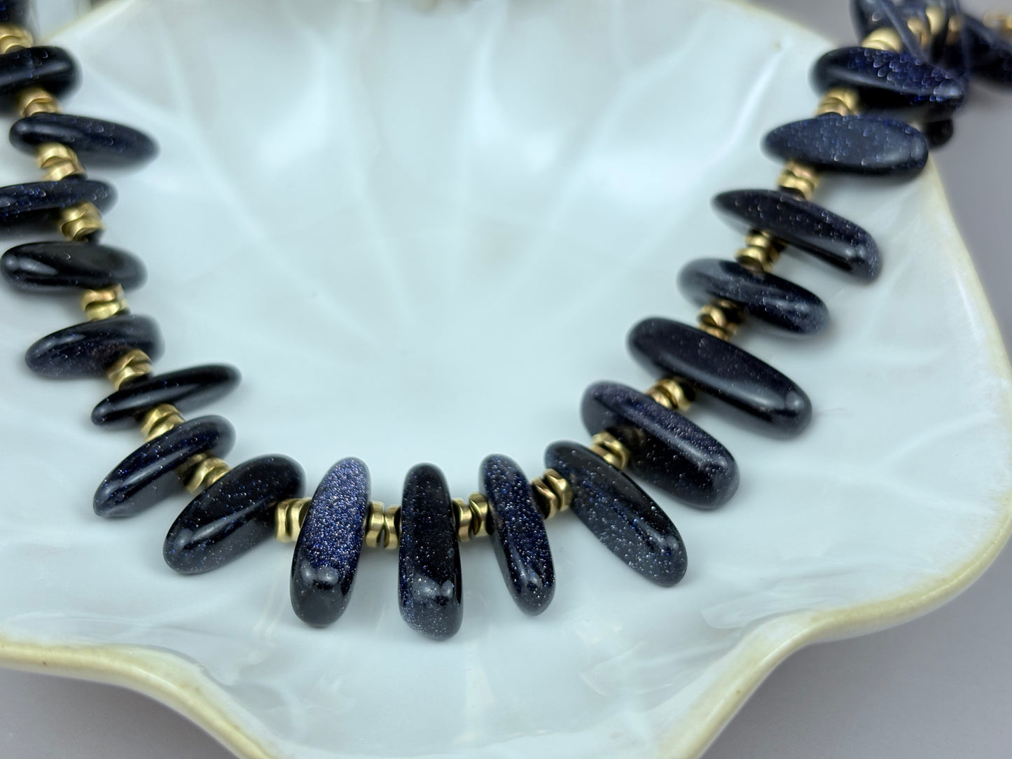 Maris Stargaze Necklace – Blue Sandstone & Gold-Plated Steel