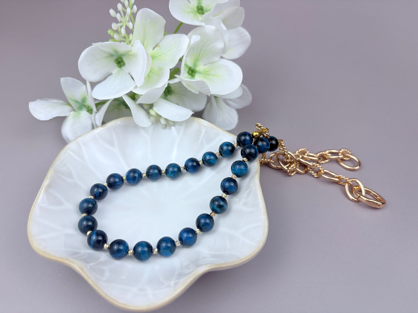 Orion Necklace – Blue Tiger Eye & Stainless Steel