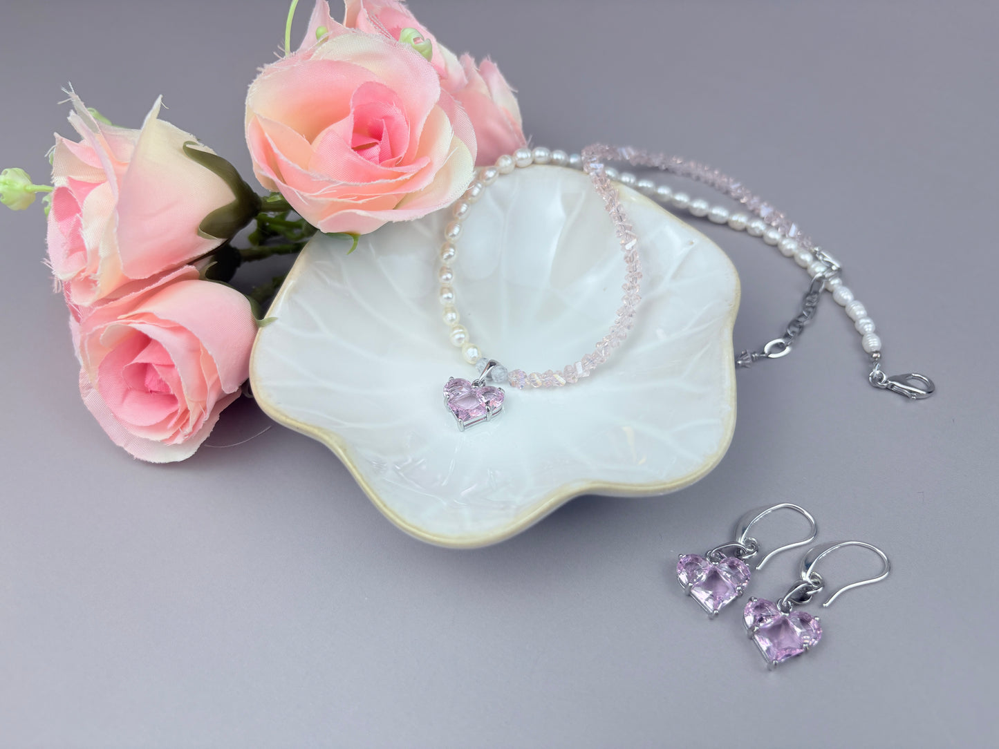 Purple Love Set – Freshwater Pearls & Crystal Jewelry