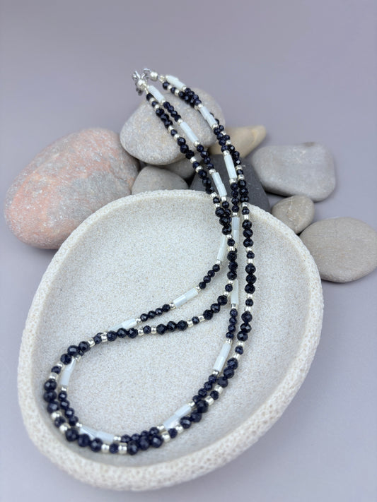 Callisto Necklace – Blue Sandstone & Mother of Pearl