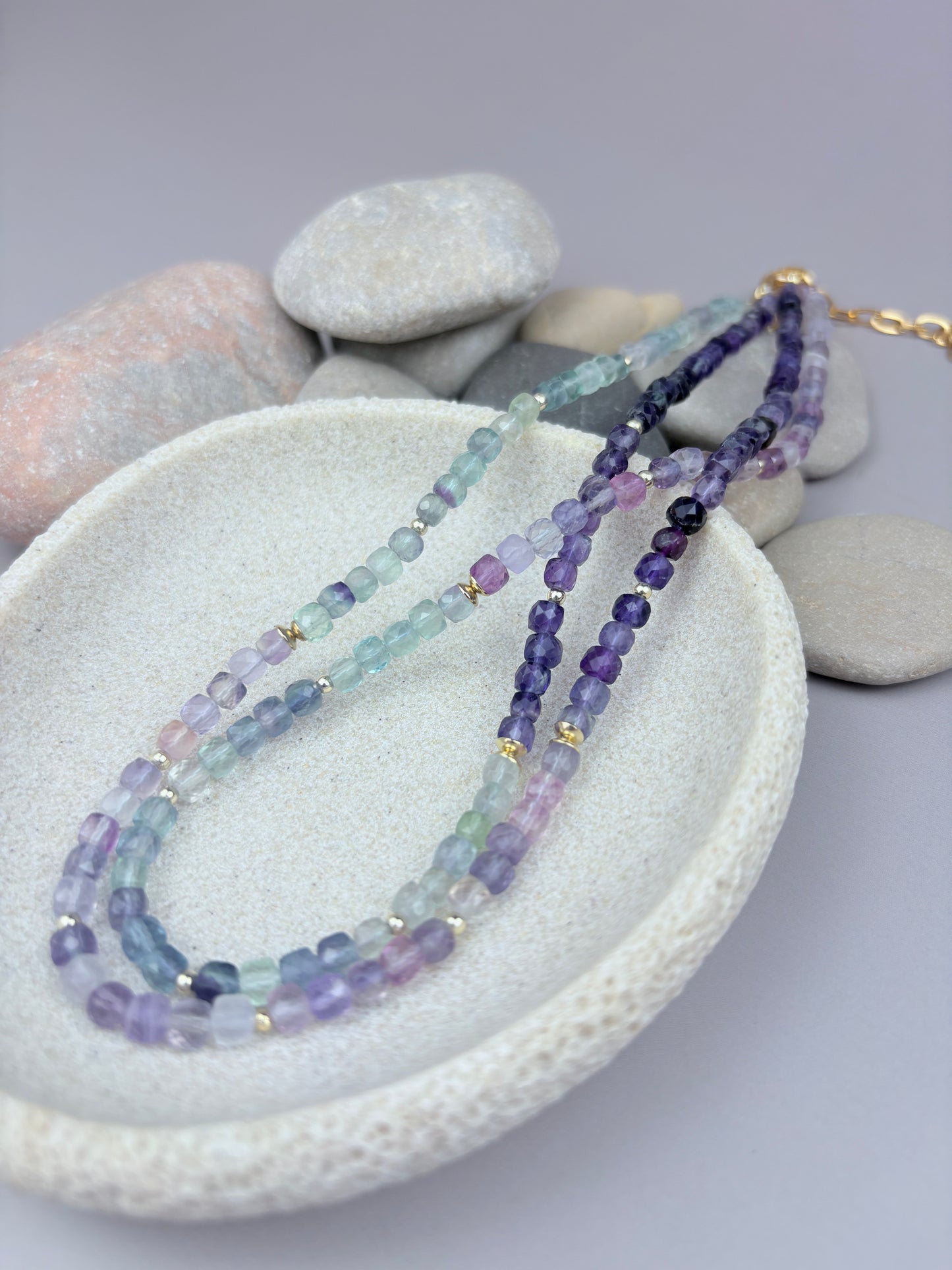 Nox Necklace – Fluorite & Stainless Steel