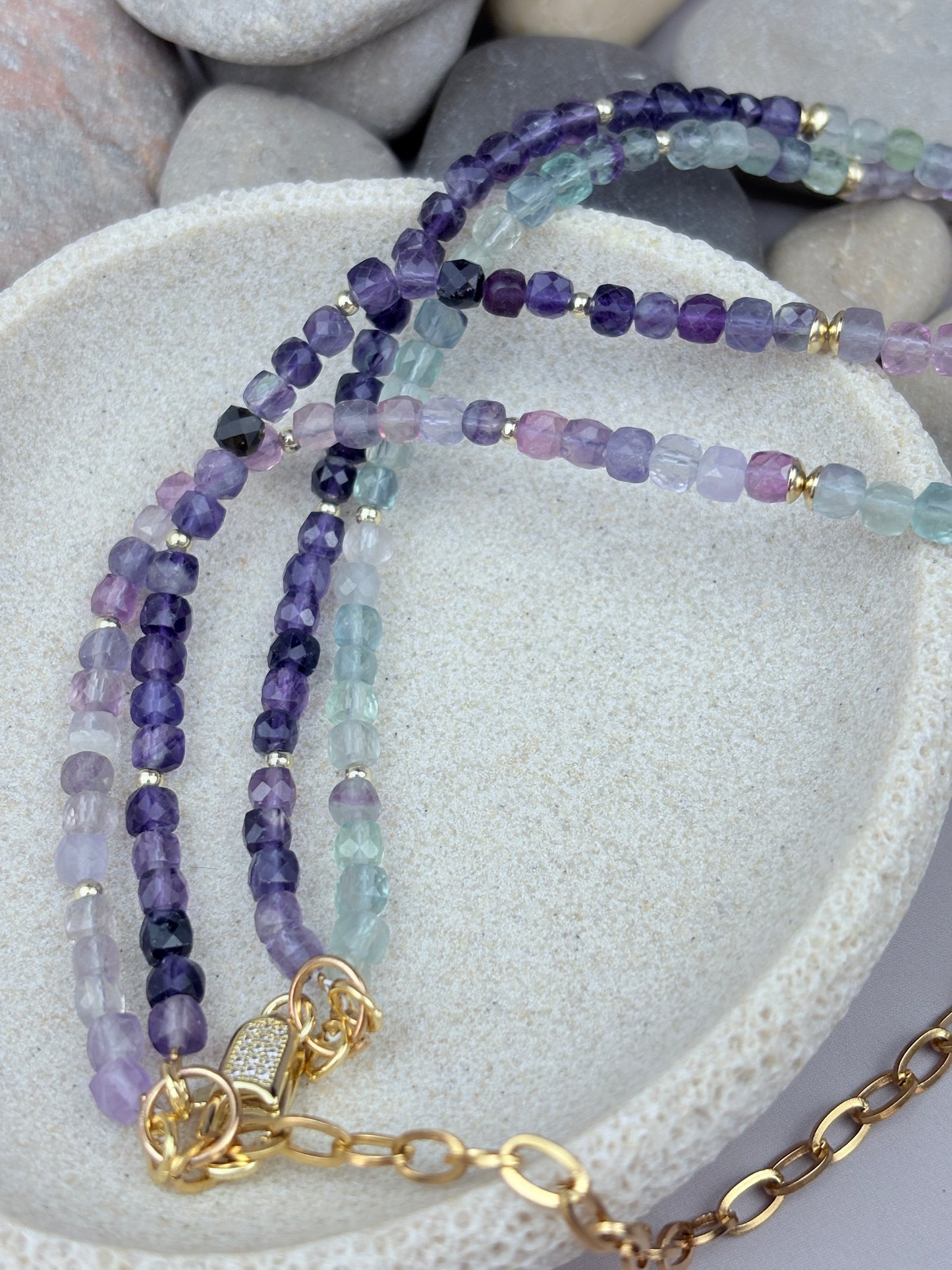 Nox Necklace – Fluorite & Stainless Steel